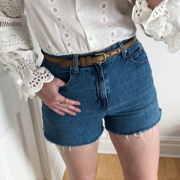 Vintage Pants - Vintage Denim Distressed High Waisted Jean Shorts